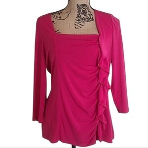Simonton Says Pink Ruffle Front Pullover Top